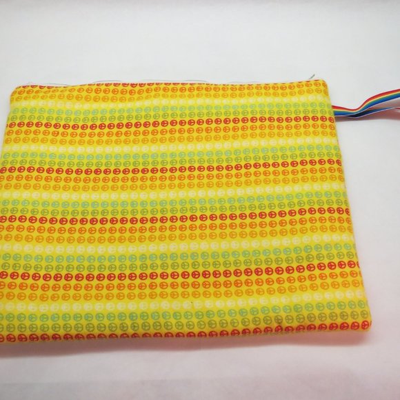 Red Canvas Tote with Rainbow Peace Sign inner pouch 2-piece set NWT - Picture 5 of 7